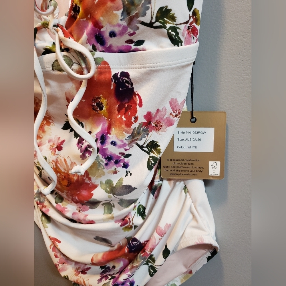 NipTuck NWT Tie Front Floral Swimsuit, Size 6 - Picture 4 of 6